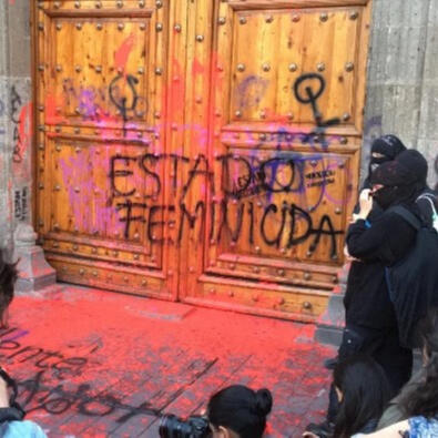 fountain "la diana" in mexico city tinted with red coloring.